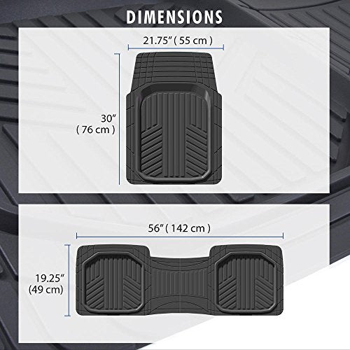 BDK FlexTough™ Contour Liners - Deep Dish Heavy Duty Rubber Floor Mats for Car SUV Truck & Van - All Weather Protection (Deep Dish 1)