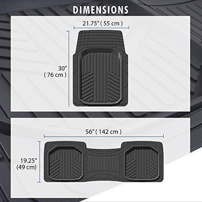 BDK FlexTough™ Contour Liners - Deep Dish Heavy Duty Rubber Floor Mats for Car SUV Truck & Van - All Weather Protection (Deep Dish 1)