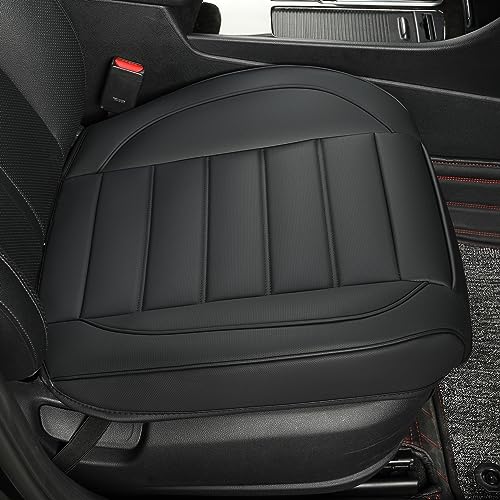 1 Pack Leather Front Car Seat Covers,Bottom Seat Covers for Cars,Driver Car Seat Cushion Cover,Luxury Seat Protectors,Waterproof,Full Wrap,for Most Vehicles,Sedan,Truck,SUV(Black)