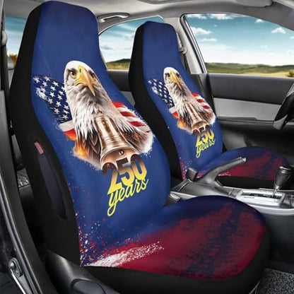 Eagle American Flag Print 2 Pcs Car Front Seat Cover, 250th Anniversary Non-Slip Car Front Seat Covers Airbag Compatible, Universal Fits Auto Interior Accessories for Most Cars SUV Truck - color: Blue - Eagle American Flag 250th Anniversary
