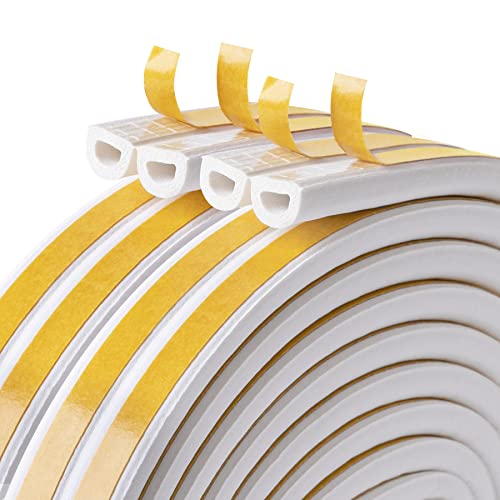 CloudBuyer Door Weather Stripping, Soundproof Insulation Seal Strip for Windows with Self-Adhesive Protection (White, 33Ft) - color: White, size: 33Ft