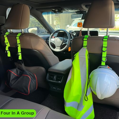 Car Headrest Hooks, Backseat Storage Organizer Hangers, Universal Vehicle Seat Back Hooks, 4 Pack (brightgreen) - color: brightgreen