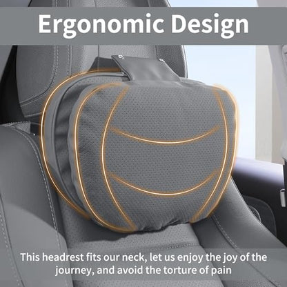 Car Headrest Pillow for Driving, Dual-Sided Leather Design Neck Pillow, Breathable Softness Neck Support, Universal Fit Head Rest Travel Pillow, Gray, 1 Pack - color: Gray
