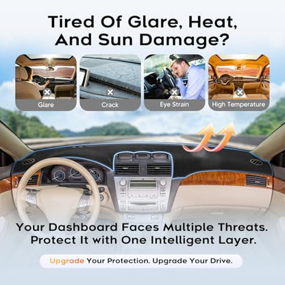 CARTIST Black Dashboard Cover for 2004-2008 Toyota Solara Accessories,Anti-Glare Non-Slip UV Protection Premium Interior Dash Cover Mat