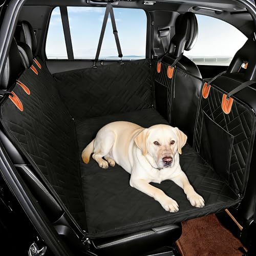 Dog Car Seat Cover, Back Seat Extender & Dog Hammock for Car, Waterproof Pet Back Seat Protector for Cars, Trucks, SUV - size: Three lines of texture