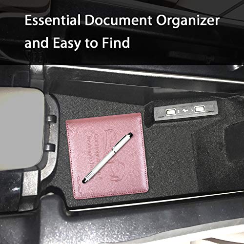 Car Insurance and Registration Holder, 5.5 x 5 Inch PU Leather Vehicle Glove Box Organizer Wallet Case for Insurance Card, Driver License, Paperwork - Rose Gold - color: RoseGold