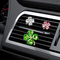 3PCS Bling Four Leaf Clover Car Dashboard Air Vent Trim Clips, Crystal Rhinestone Auto Air Fresheners Outlet Clips, Cute Car Interior AC Decoration Accessories for Women (Big Green/Small White & Pink) - size: Big Green/Small White & Pink