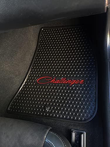 Lloyd Mats Custom-Fit All-Weather Rubber Floor Mats for Dodge Challenger RWD 2011-2023 (2PC - Red Challenger, Black) - size: 2PC - Red Challenger