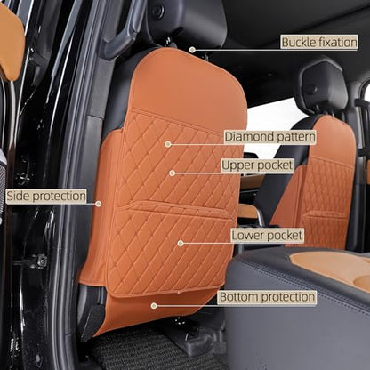 TAIKOO Seat Back Protector,Shields Seat Backs from Kicks and Adds Storage | kick mats back seat protector easy to install and clean, well-crafted, sturdy, durable and stylish.2 Pack - color: Style A-Brown