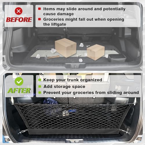 Truck Bed Cargo Net Trunk Netting Compatible with 2025 2026 Toyota 4Runner Accessories, Pickup Cargo Organizer SUV Sedan Storage Net w/Heavy Duty Carabiners - style: 2025+ 4Runner