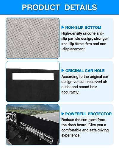 Autorder Dashboard Cover Mat Fit for 1973-1980 Chevy Chevrolet C10 C20 C30 K10 K20 K30 Suburban/1973-1978 GMC C15 C25 C35 K15 K25 K35 Accessories Dash Cover Flannel Sunshade Glare UV Rays Protector - size: 1973-1980 Chevy C/K