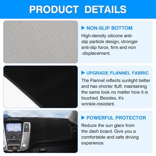 Autorder Dashboard Cover Mat for Lexus RX RX300/RX330/RX350/RX400 2004-2008 2009 Accessories Dash Cover Upgrade Flannel Dash Mat Sunshade Glare UV Rays Protector - size: For Lexus RX 2004-2009