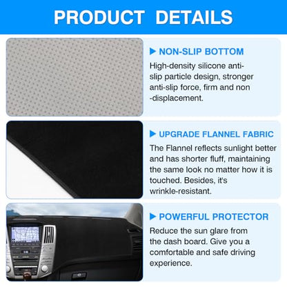 Autorder Dashboard Cover Mat for Lexus RX RX300/RX330/RX350/RX400 2004-2008 2009 Accessories Dash Cover Upgrade Flannel Dash Mat Sunshade Glare UV Rays Protector - size: For Lexus RX 2004-2009