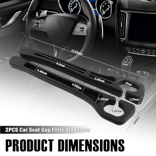 Car Seat Gap Filler 2 Pack,2026 Upgraded Car Seat Gap Filler Organizer with 2-Slot Storage & Phone Holder,Multifunctional in Between Cars Seats Catcher for Gaps 1.1-1.4" Wide