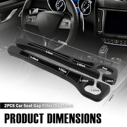 Car Seat Gap Filler 2 Pack,2026 Upgraded Car Seat Gap Filler Organizer with 2-Slot Storage & Phone Holder,Multifunctional in Between Cars Seats Catcher for Gaps 1.1-1.4" Wide