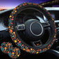 Mushroom Woodland Steering Wheel Cover Mushroom Fern Cute Steering Wheel Cover Woodland Anti-Slip Breathable Universal for 14-15 Inch Car with 2 Pieces Car Coasters for Women Men - color: Mushroom2