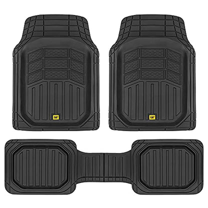 Cat® CAMT-9013 (3-Piece) Heavy Duty Deep Dish Rubber Floor Mats, Trim to Fit for Car Truck SUV & Van, All Weather Total Protection Durable Liners Black, 29.5" L x 21" W x 1" Th - color: Black, style: CAMT-9013