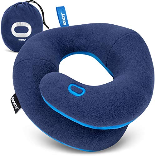 BCOZZY 8-12 Y/O Kids Travel Pillow for Car & Airplane, Soft Kids Neck Pillow for Traveling in Car Seat, Provides Double Support for Toddlers Head & Chin in Road Trips, Washable, Medium Size, Navy - color: Navy, size: Medium (Kids 8-12 Y/O)