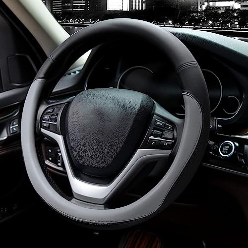 Valleycomfy Microfiber Leather Steering Wheel Cover Large-Size for F150 F250 F350 Ram 4Runner Tacoma Tundra Range Rover Model S X with 15 1/2 inches-16 inches Outer Diameter-Gray - color: Gray, size: Large Size[15.5"-16"]