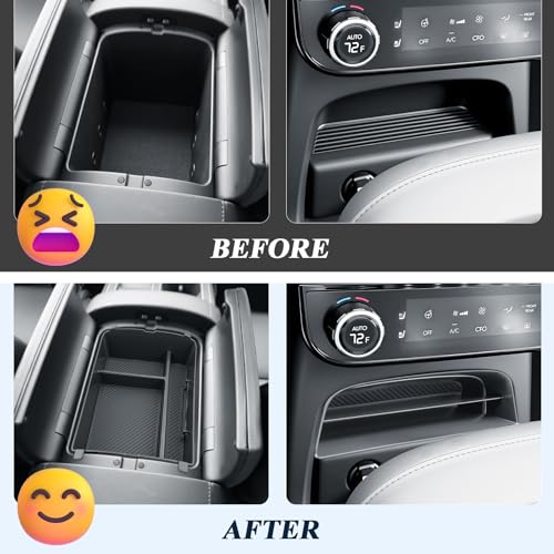 BIBIBO 2Packs for 2026 Hyundai Palisade Center Console Organizer 2026 Hyundai Palisade Calligraphy Insert Console Tray 2026 Palisade Organizer Shelf 2026 Palisade (ONLY FIT Palisade Calligraphy) - color: Black-(Single layer+Insert shelf)