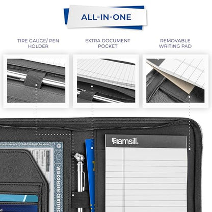 Samsill Car Registration and Insurance Holder, Owner's Manual Glove Box Organizer, 7.25 x 10 inches, Car Document Holder, Black