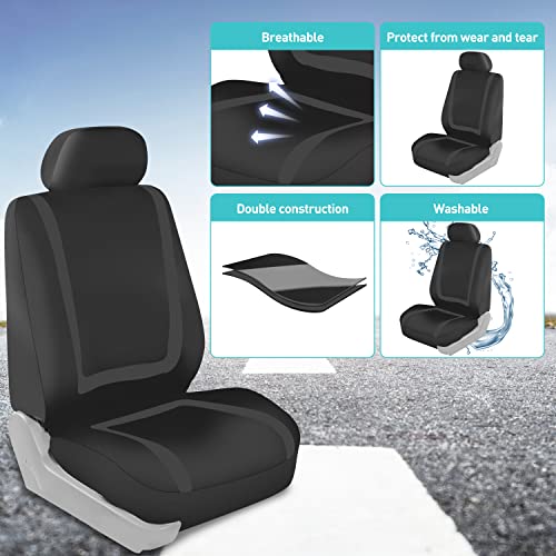 FH Group Car Seat Covers Full Set Cloth - Universal Fit Automotive Covers, Low Back Front Solid Cover, Washable Cover for SUV, Sedan and Van Black - color: Black, size: Full Set