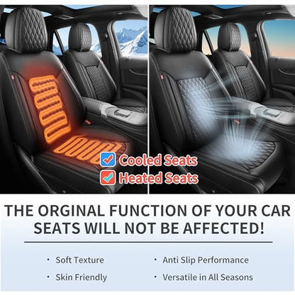Car Seat Covers Full Set 5PCS,Contoured High-Density Nappa Leather Universal Precision Fit Automotive Seat Covers Full Set,Waterproof Car Seat Protector,forros para asientos de carro,Style1 Black