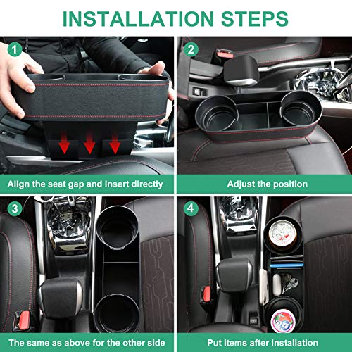 Car Seat Organizer Cup Drink Holders,Multifunctional Gap Filler Storage Box,Insert Organization Helps Reduce Distracted Driving&Holds Phone Mount Mug Bottle Cellphones Coasters Wallet Cards (Black) - color: UGBD-Black