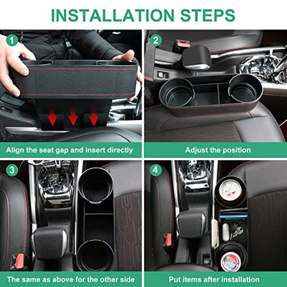 Car Seat Organizer Cup Drink Holders,Multifunctional Gap Filler Storage Box,Insert Organization Helps Reduce Distracted Driving&Holds Phone Mount Mug Bottle Cellphones Coasters Wallet Cards (Black) - color: UGBD-Black