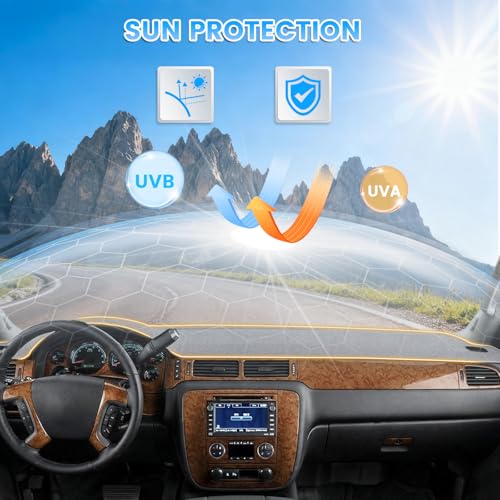 KUST Gray Dash Cover Compatible with Toyota Sienna 2004-2010 Dashboard Cover Accessories for Sienna Non-Slip Polyester Dashboard Mat Custom Fit Center Console Sunshield Protector No Glare - size: Sienna 04-10(Gray)