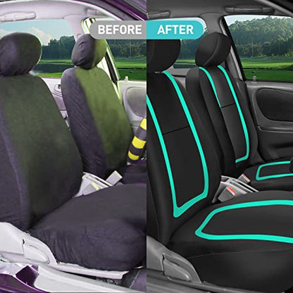 FH Group Car Seat Covers Full Set Cloth - Universal Fit Automotive Seat Covers, Low Back Front Seat Covers, Solid Back Seat Cover, Washable Car Seat Cover for SUV, Sedan and Van Mint - color: Mint, size: Full Set