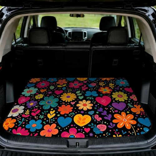 Car Trunk Mat - Universal Size 29" x 39", Floral Pattern Cargo Liner, Car Accessory for SUVs/Sedan/Wagons, Durable Protective Mat, Trunk Liner for Families/Travel Enthusiasts (flowers-10) - style: flowers-10