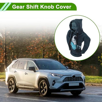 Universal 15.5x11cm/6.1"x4.33" Gear Shift Knob Cover Decoration Stick Shifting Handle Protector Polyester 1 Pc Hoodie Style Blue Navy Blue