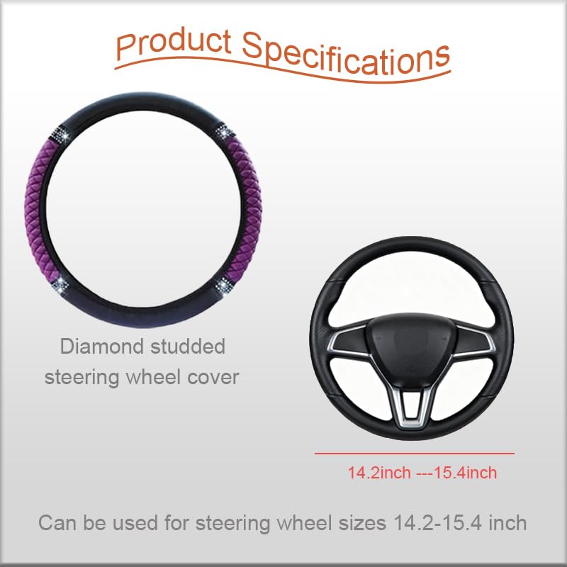 Microfiber Leather Steering Wheel Cover with Anti-Slip Lining Universal Car Accessory for Steering Wheel with a Diameter of 14.5-15 inch (Purple) - color: Purple