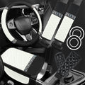 8PCS Car Accessories Set, Bling Leather Car Steering Wheel Cover with Armrest Pad, Seat Belt Cover Pads, Cup Holder Coasters, Gear Shift & Handbrake Covers, Auto Interior Accessories (White) - color: White