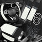 8PCS Car Accessories Set, Bling Leather Car Steering Wheel Cover with Armrest Pad, Seat Belt Cover Pads, Cup Holder Coasters, Gear Shift & Handbrake Covers, Auto Interior Accessories (White) - color: White