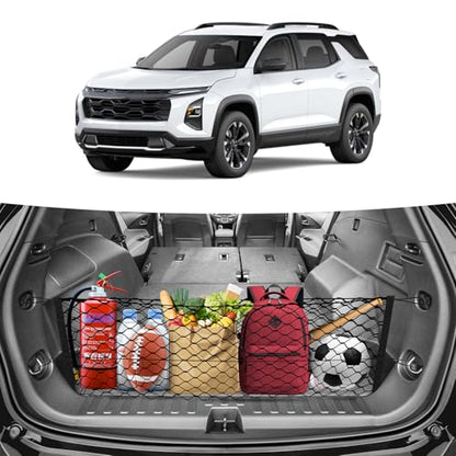 Canvcle Trunk Cargo Net for 2018-2025 2026 Chevy Equinox & GMC Terrain Accessories Envelope Style Mesh Trunk Net Organizer and Storage Stretchable Elastic Nylon Rear Cargo Netting with Hooks - style: for Chevy Equinox