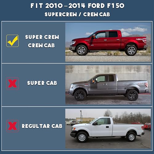 KARPAL Floor Mats for 2010-2014 Ford F150 SuperCrew with 1st Row Bucket Seat, Custom Fit TPE All Weather Ford F-150 Accessories 1st & 2nd Row Floor Liner - style: 2010-2014 | For Ford F-150 | 1st & 2nd Row