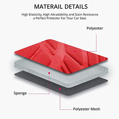 AUTOYOUTH Red Seat Covers Front Seats Only, 3D Tyre Embossed Breathable Bucket Covers, Airbag Compatible, Quick Setup Universal Fit for Sedan, SUV, Truck, Van - color: Red, size: Front Seats Only (4 pieces)