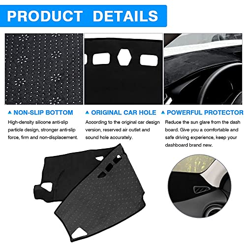 Autorder Dashboard Cover Mat for Hyundai Kona 2018-2021 2022 2023 Accessories Dash Cover Flannel Dash Mat Sunshade Glare UV Rays Protector (Without Hud) - size: 2018-2023 Hyundai Kona