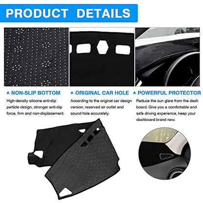 Autorder Dashboard Cover Mat for Hyundai Kona 2018-2021 2022 2023 Accessories Dash Cover Flannel Dash Mat Sunshade Glare UV Rays Protector (Without Hud) - size: 2018-2023 Hyundai Kona