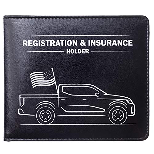 CANOPUS Car Registration & Insurance Holder with Magnetic Closure, Vehicle Document Organizer, Auto Glove Box Wallet, Includes 2 EZ Pass Strip Sets – Truck - color: Black, size: Truck