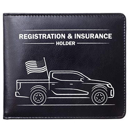 CANOPUS Car Registration & Insurance Holder with Magnetic Closure, Vehicle Document Organizer, Auto Glove Box Wallet, Includes 2 EZ Pass Strip Sets – Truck - color: Black, size: Truck
