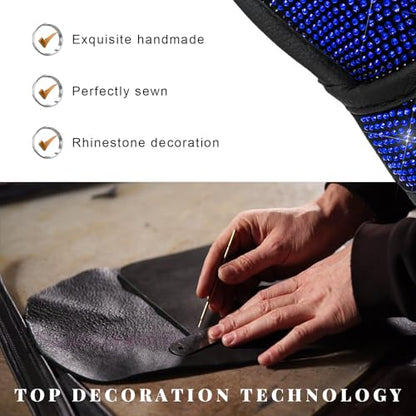 Bling Auto Gear Shift Knob Cover, Rhinestone Glitter Shifter Stick Protector for Girls Women, Sparkly Diamond Transmission Gear Shift Lever Knob Cover for Cars Trucks SUVs (Blue) - color: Blue