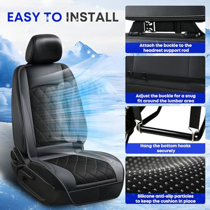 Cooling Car Seat Cover, Ventilated Seat Cushion Cooling Car Seat Pad for Summer Driving with 8 Powerful Turbo Fans Universal Fit for Car SUV Truck Van-Black - color: Black