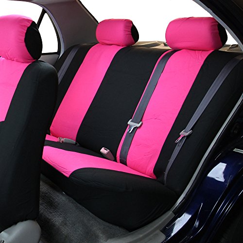 FH Group Flat Cloth Full Set Car Seat Covers Three Row 7 Seater - Universal Fit for Cars, Trucks & SUVs Pink - color: Pink