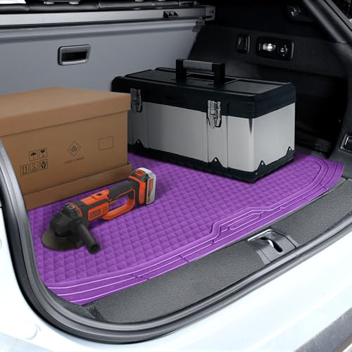 CAR PASS Heavy Duty Rubber Purple Car Floor Mats & Cargo Liners, Deep Dish All-Weather Trunk Mats Durable Anti-Slip 3D Rhombus Waterproof Trim to Fit Liner Universal Fit Auto,Sedan,SUV,Truck, Purple - color: purple with cargo liner