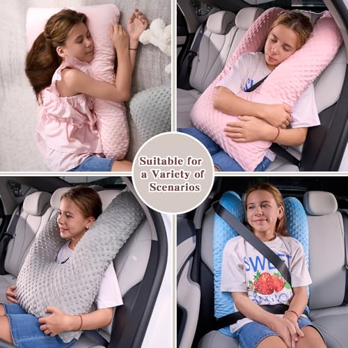 Travel Pillow for Kids Adult in Car - Pillow for Car Sleeping Ultra Large U Shaped with Removable Soft Cover Support Fix Neck and Body Sitting/Sleeping on The Trip (Grey) - color: Grey