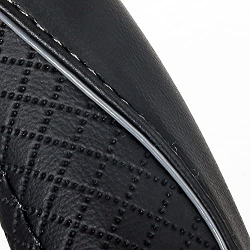 Gomass Car Steering Wheel Cover, Anti-Slip, Safety, Soft, Breathable, Heavy Duty, Thick, Full Surround, Sports Style (Black with Gray Line) - color: Black With Gray Line