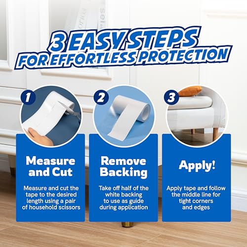 2 Rolls Cat Scratch Furniture Protector Tape – Double-Sided Sticky Training (4" x 20ft Each) – Anti-Scratch Sofa & Couch Guard – Clear, Easy to Apply & Remove – Not for Leather, Velvet, Microfiber - size: Roll 2 Pack (4" x 20ft Each)